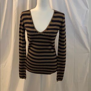 Burberry silk camel and navy striped sweater